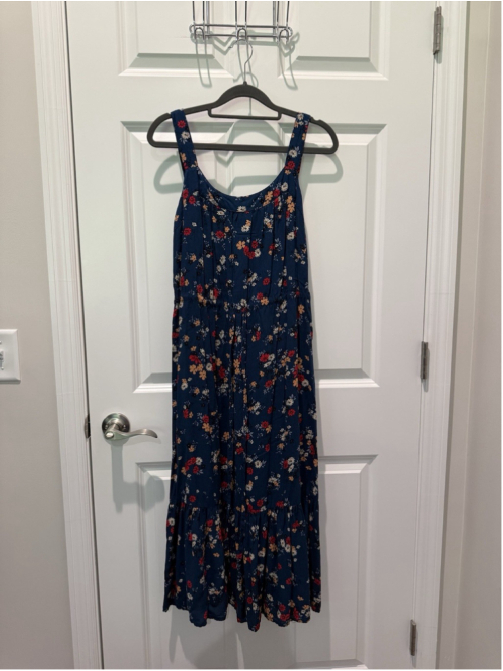 Beach Lunch Lounge Dress Women Floral Medium Navy W/ Pockets